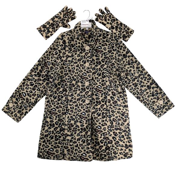 Roaman's Animal Print Fleece Pea Coat Women's Plus Size 22/24 w/ Matching Gloves - Picture 1 of 10